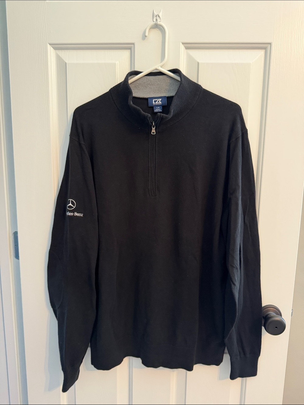 Cutter & Buck Black Quarter-Zip Pullover with Mercedes-Benz Sleeve Emblem